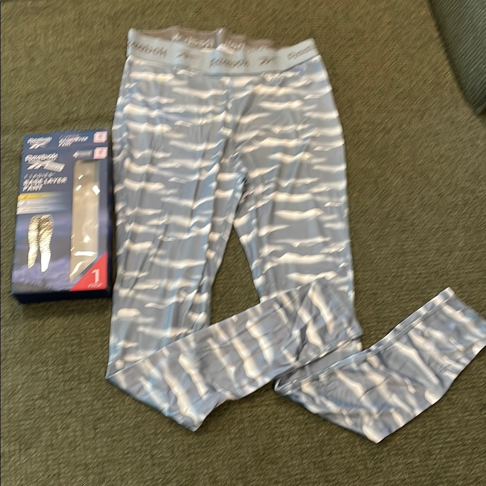 Reebok Blue and White Leggings (sz s)
